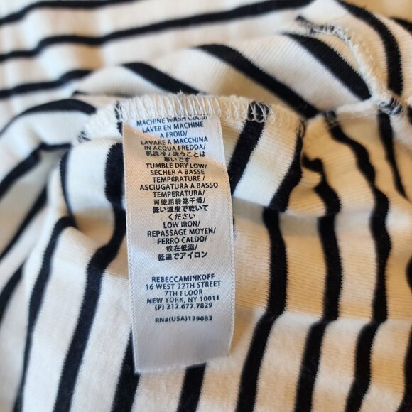 Rebecca Minkoff Long Sleeve Striped Boat Neck Top - Black & White - Small - Picture 3 of 4